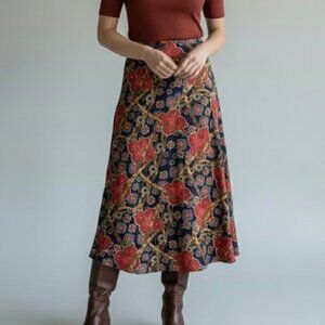 Vintage Pendleton Western Cowgirl Maxi Skirt Navy Red Paisley Size 12 NEW Tags